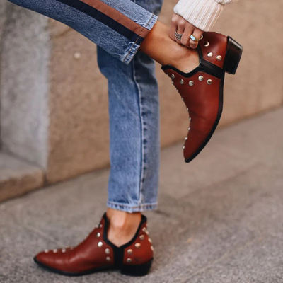 Damen Stiefeletten aus Wildleder/Leder – Boho Chic Style mit Nieten | Bequem und vielseitig