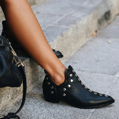 Damen Stiefeletten aus Wildleder/Leder – Boho Chic Style mit Nieten | Bequem und vielseitig