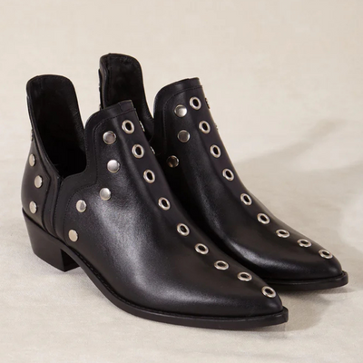 Damen Stiefeletten aus Wildleder/Leder – Boho Chic Style mit Nieten | Bequem und vielseitig