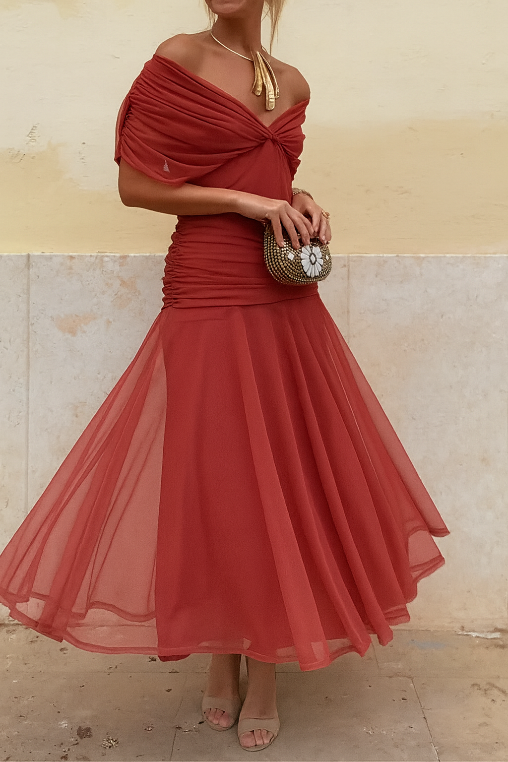 Elegantes Boutonniere-Kleid aus Mesh für Damen