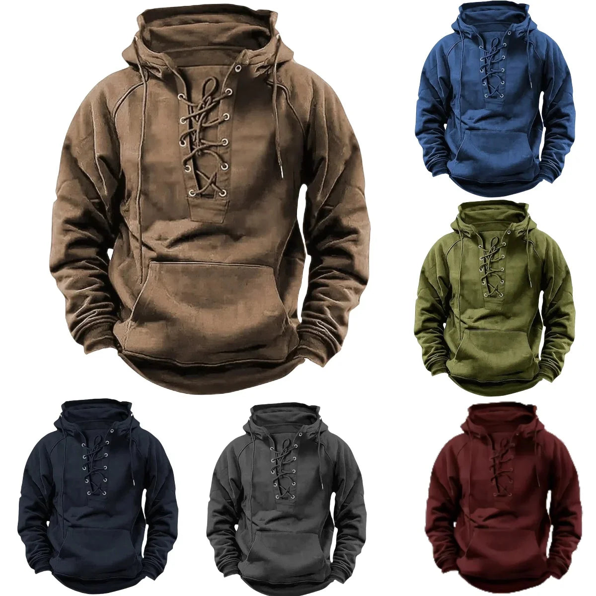 Leon™ - Retro-Outdoor-Kapuzenpullover mit Schnürsenkeln, für Herbst und Winter konzipiert